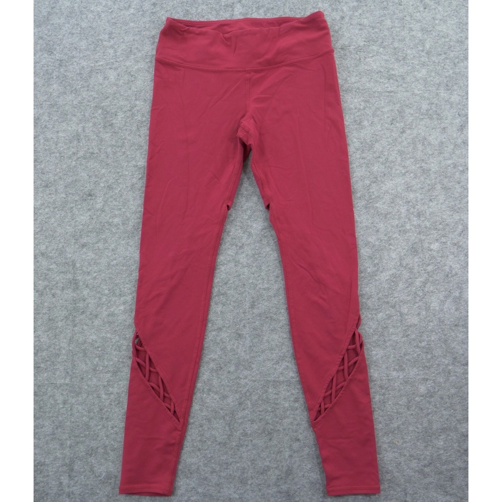 ALO Yoga Leggings Womens Small Red Entwine Leggings Interlace Braid Lace Gym